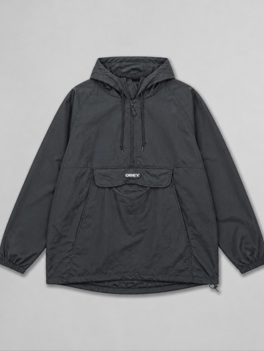 OBEY Men's Black Nylon Hooded Anorak Jacket in size XL - Picture 2 of 7